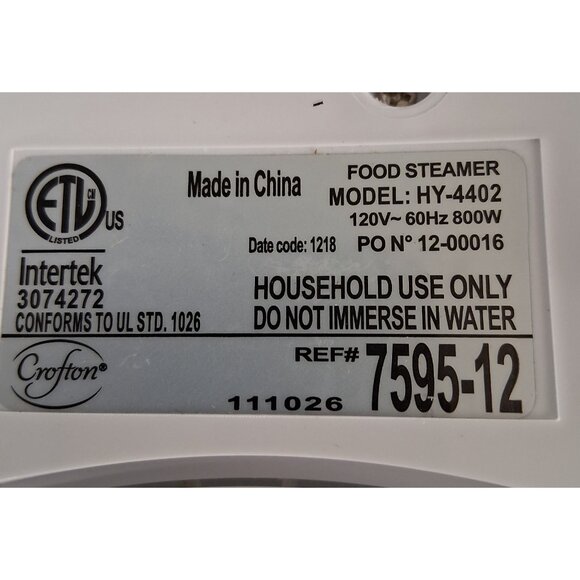 Crofton 3-Tier Food Steamer Model HY-4402 w Rice Tray 800W NEW Open Box Tested - Picture 3 of 15